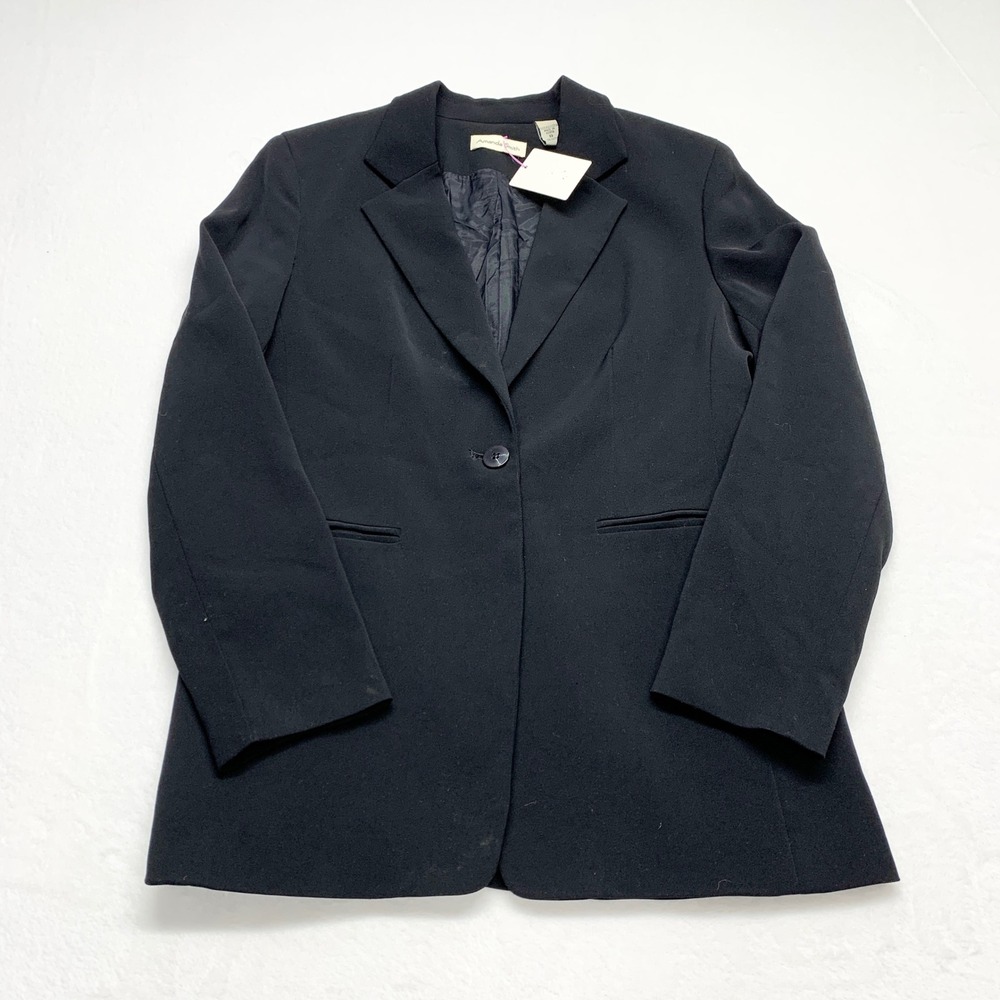 Amanda Smith Single Button Blazer Womens Size 10 Black Professional Career‎ Poly